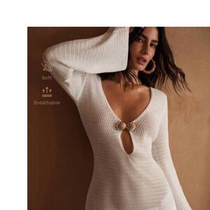 White Knit Dress with Keyhole Detail